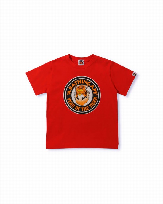 Dětské Tričko Bape Year Of The Tiger Světle Červené | 93586FHQS