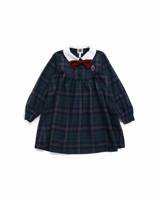 Dětské Šaty Bape Check Ribbon Onepiece Tmavě Zelene | 69082GVHL