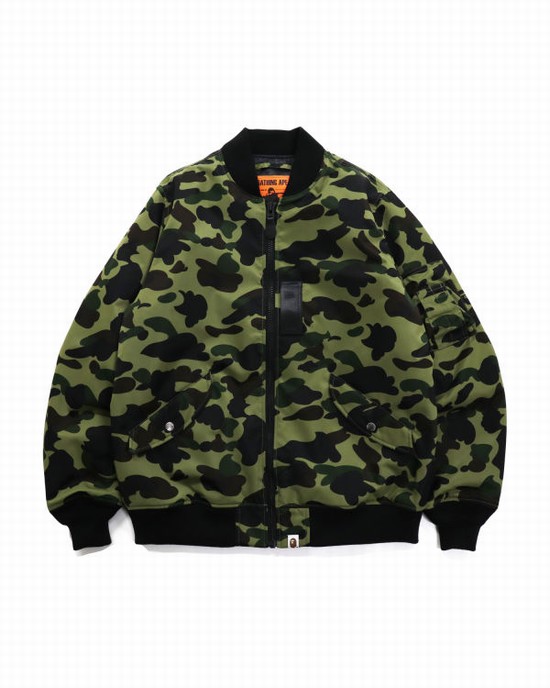 Pánské Bundy Bape 1st Camo Nylon Twill MA-1 Zelene | 28579UQES