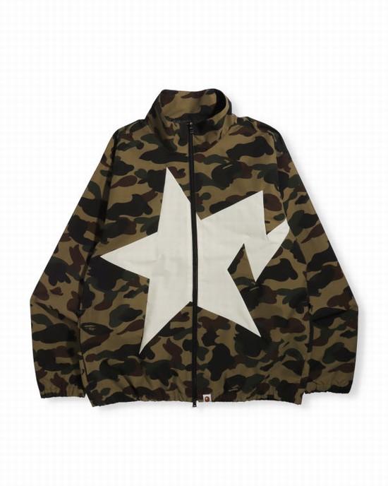 Pánské Bundy Bape 1st Camo Track Zelene | 16952RUNO