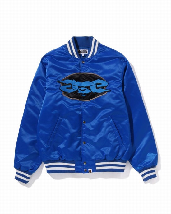Pánské Bundy Bape Ape Relaxed Fit Nylon Varsity Blankyt | 19427XQNT