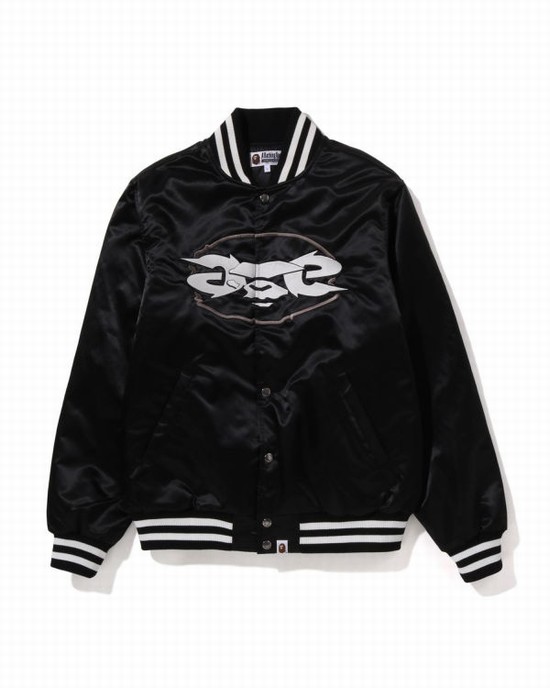 Pánské Bundy Bape Ape Relaxed Fit Nylon Varsity Černé | 81654NVGC