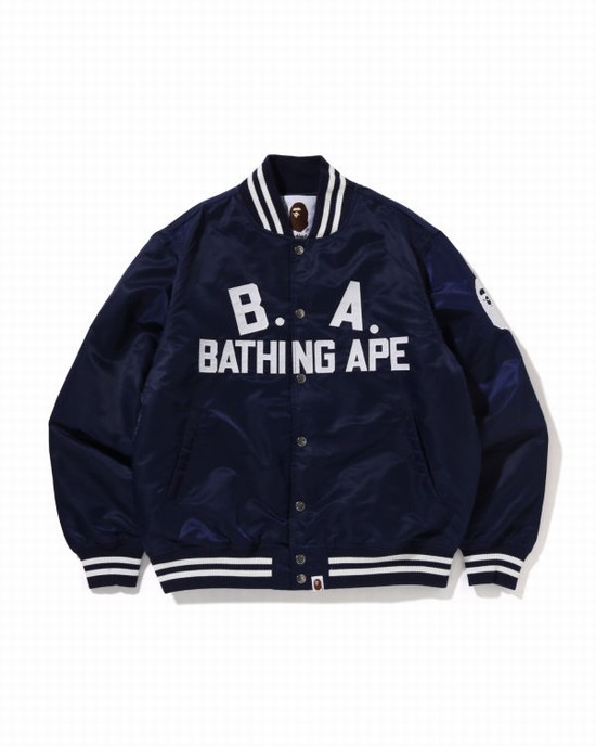 Pánské Bundy Bape B.A Nylon Varsity Blankyt | 80314EHUC