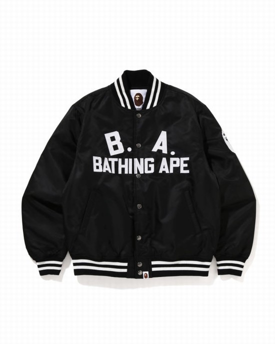 Pánské Bundy Bape B.A Nylon Varsity Černé | 61037OICM