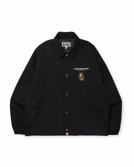 Pánské Bundy Bape Grafická Relaxed Fit Coach Černé | 31720OLIP