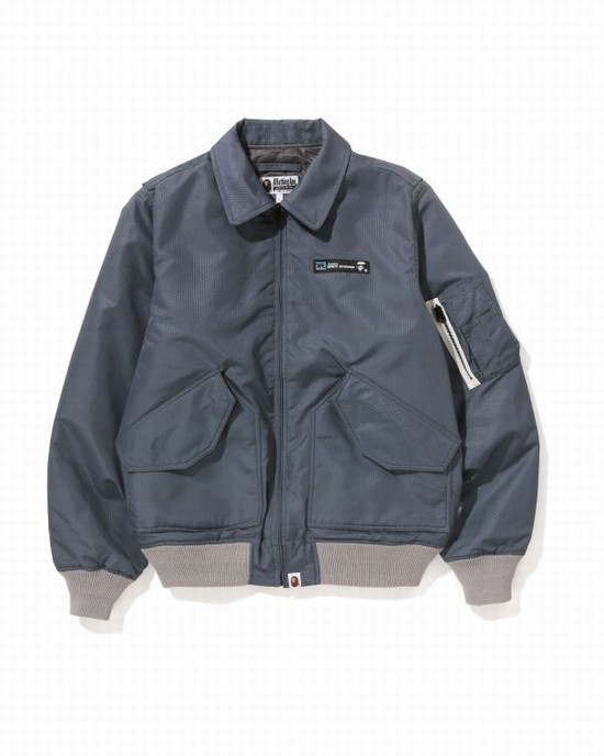 Pánské Bundy Bape Honeycomb Ripstop Bomber Šedé | 21567VMTH