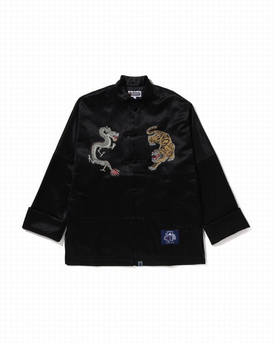 Pánské Bundy Bape Japanese Motif Loose FIt China Černé | 51763WPSC