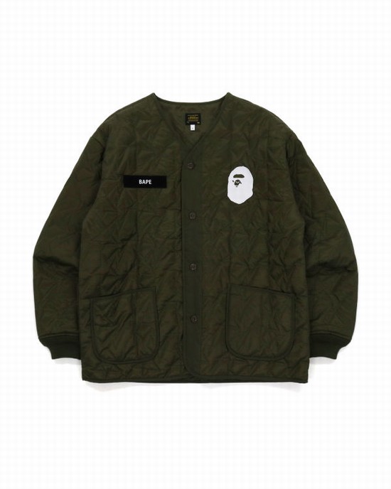 Pánské Bundy Bape Military Patch Liner Zelene | 97154RONA