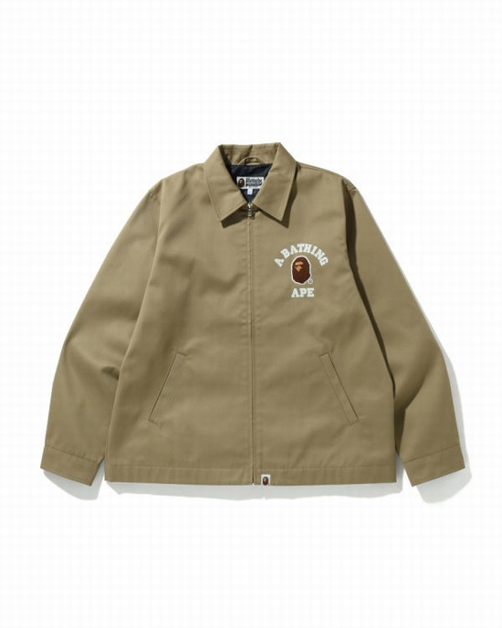 Pánské Bundy Bape Multi Fonts Relaxed Fit Zip Béžový | 54196UBLS
