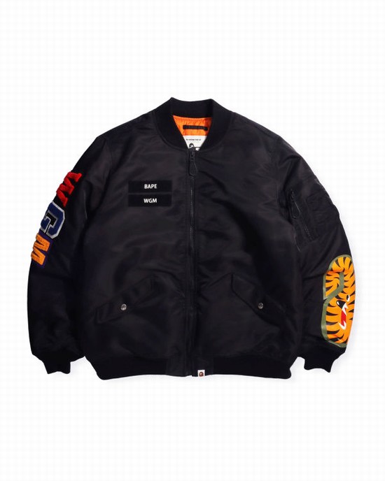 Pánské Bundy Bape Shark Loose Fit Ma-1 M Bomber Černé | 47823PBNS