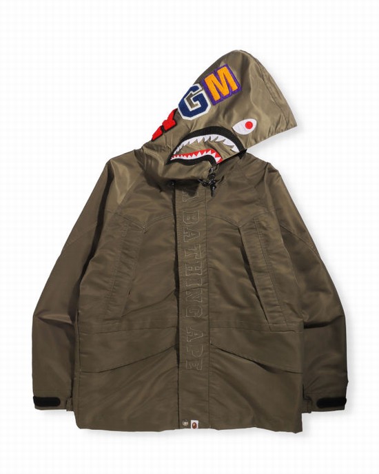 Pánské Bundy Bape Shark Snowboard Zelene | 87219CKTA