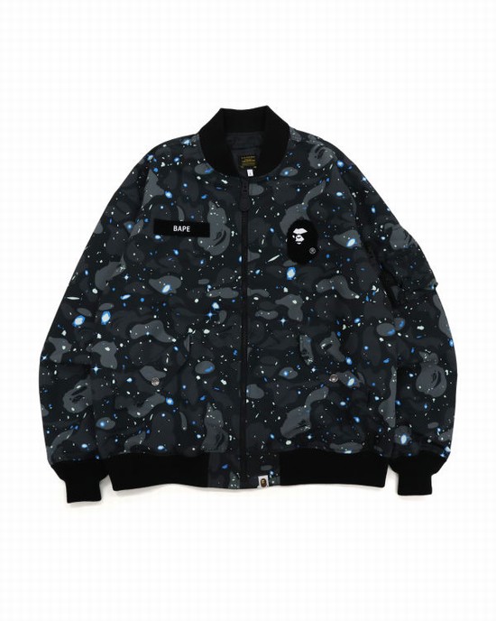 Pánské Bundy Bape Space Camo Loose Fit MA-1 Černé | 16095FDGA