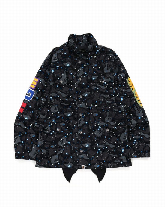 Pánské Bundy Bape Space Camo Shark M-65 Černé | 72436MQXE