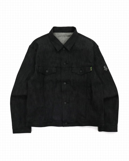 Pánské Bundy Bape Stretch Denim Černé | 08596CYKT