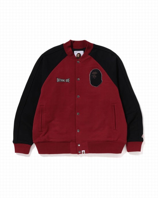 Pánské Bundy Bape Sweat Varsity Světle Červené | 18902PSZQ
