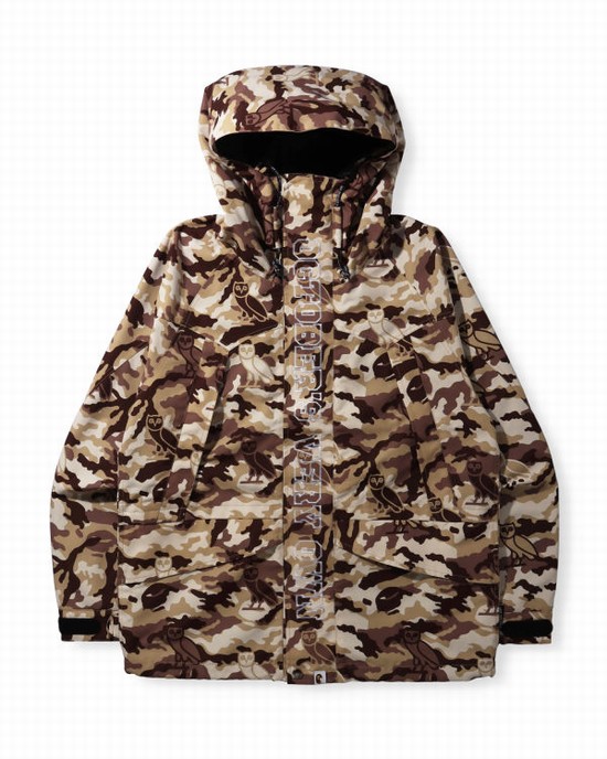 Pánské Bundy Bape X OVO Woodland Camo Snowboard Béžový | 35982WGTO