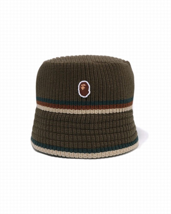 Pánské Klobouky Bape Ape Head One Point Crusher Tmavě Hnědožlutý | 25904KGUD