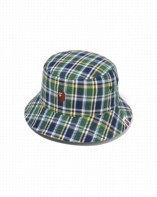 Pánské Klobouky Bape Mini Check Bucket Světle Zelene | 76485IZKW