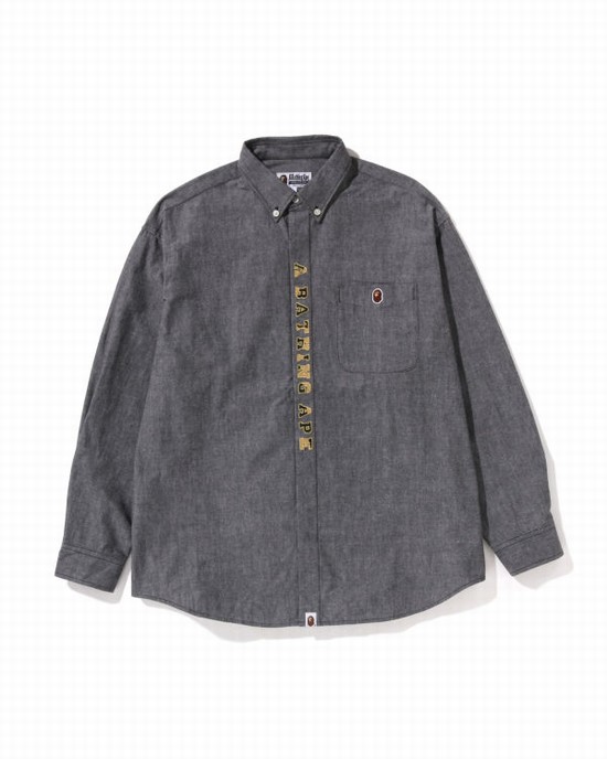 Pánské Košile Bape A Bathing Ape Applique BD Loose Fit Černé | 46508JFKZ