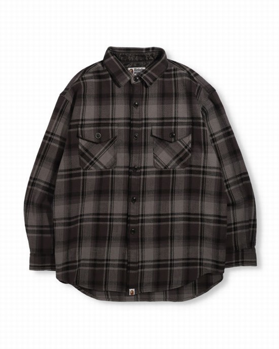 Pánské Košile Bape Check Flannel Černé | 04293HSKY