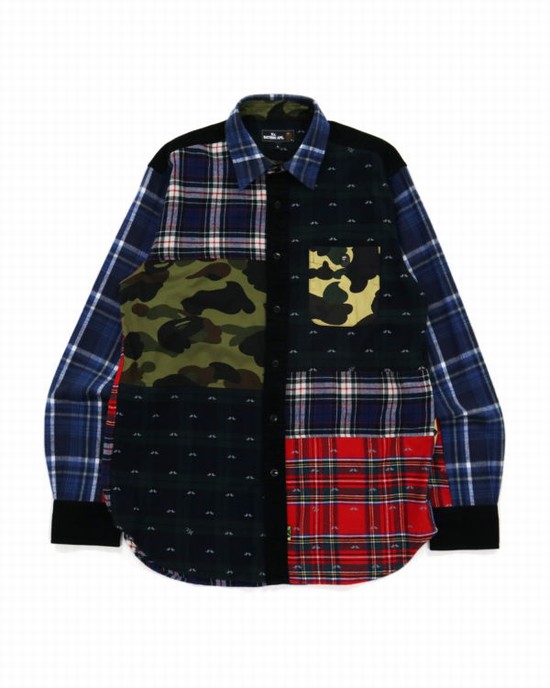Pánské Košile Bape Flannel Check Multi Patter Viacfarebný | 28649PJHA