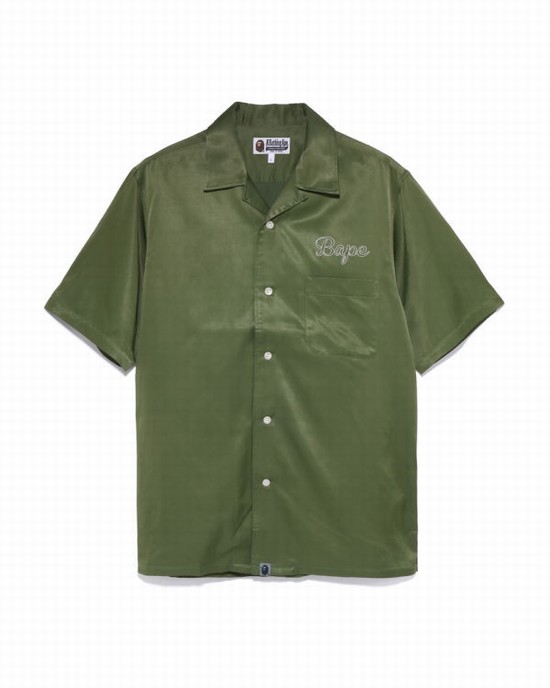 Pánské Košile Bape Japan Culture Open Collar Zelene | 09273PMGF