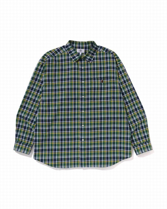 Pánské Košile Bape Mini Check Loose Fit Tyrkysové | 26079VIBE