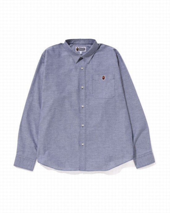 Pánské Košile Bape Oxford relaxed fit Blankyt | 37568LKOY