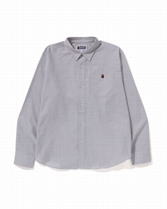 Pánské Košile Bape Oxford relaxed fit Šedé | 85273JYDT