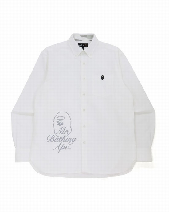 Pánské Košile Bape Široké Logo Print Bílé | 30521PQHL