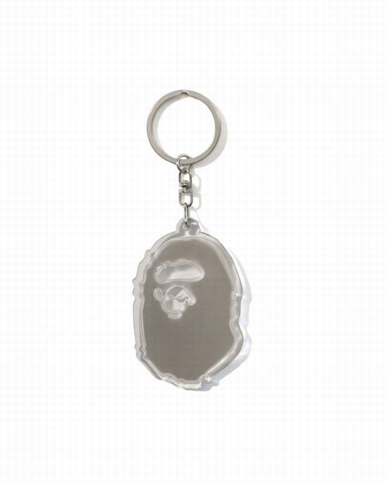 Pánské Kroužky Na Klíče Bape Ape Head Reflective Černé | 92568LQTW