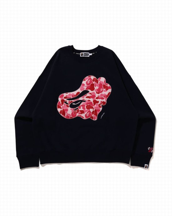 Pánské Mikiny Bape ABC Camo Patch Relaxed Fit Crewneck Tmavě Blankyt Blankyt | 18750LVCG