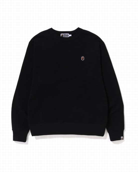 Pánské Mikiny Bape Ape Head One Point Relaxed Fit Crewneck Černé | 01496QYNF