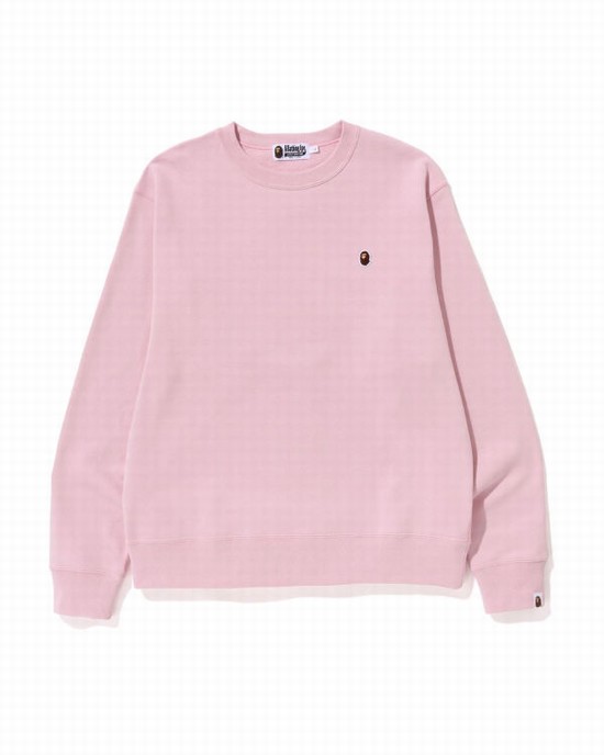 Pánské Mikiny Bape Ape Head One Point Relaxed Fit Crewneck Růžové | 27013WRKI
