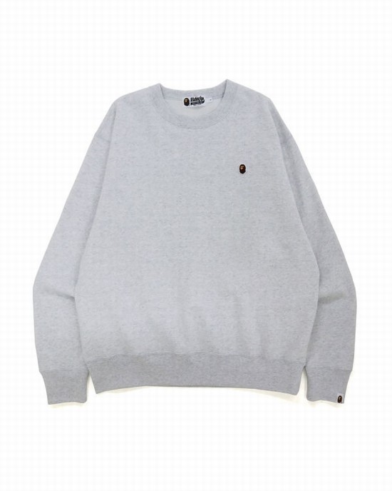 Pánské Mikiny Bape Ape Head One Point Relaxed Fit Crew Neck Světle Šedé | 52304FXTV