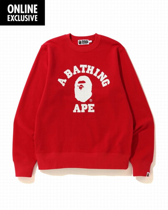 Pánské Mikiny Bape College Světle Červené | 85273MSYX
