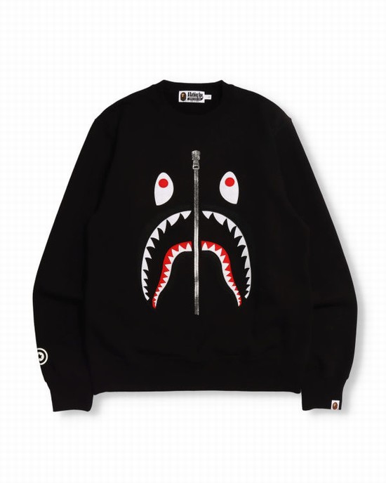 Pánské Mikiny Bape Patched Shark Crewneck Černé | 03652GPXT