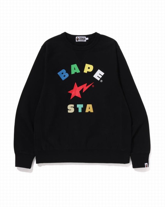 Pánské Mikiny Bape STA Crewneck Černé | 05123RFUV