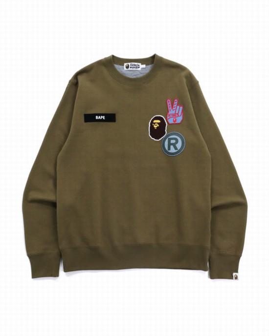 Pánské Mikiny Bape STA Jacquard Relaxed Fit Zelene | 32701FEPM