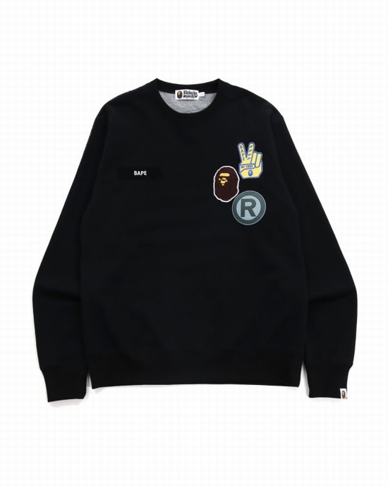 Pánské Mikiny Bape STA Jacquard Relaxed Fit Černé | 65294CYKQ