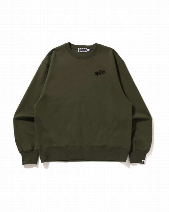 Pánské Mikiny Bape STA Logo Relaxed Fit Crewneck Zelene | 35710LOAH