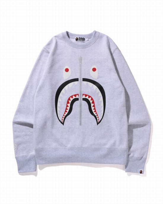 Pánské Mikiny Bape Shark Crewneck Šedé | 61420DAUB