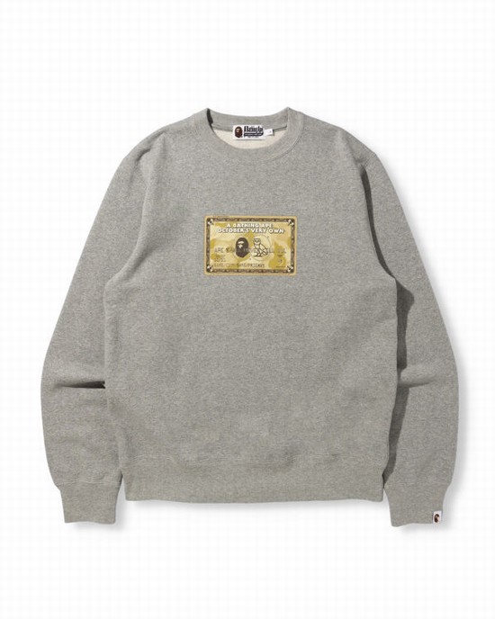 Pánské Mikiny Bape X OVO Card Crew Neck Šedé | 16398BXYO