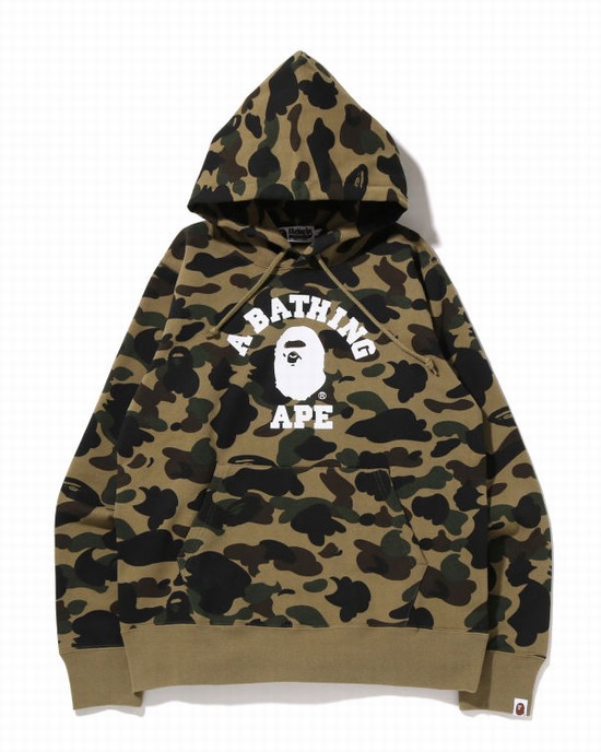 Pánské Mikiny S Kapucí Bape 1st Camo College Pullover Zelene | 09726FTRB