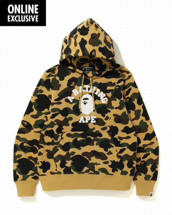 Pánské Mikiny S Kapucí Bape 1st Camo College Hnědožlutý | 58143IGMD