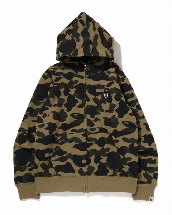 Pánské Mikiny S Kapucí Bape 1st Camo One Point Full Zip Zelene | 39065ANOJ
