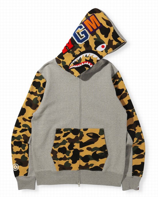Pánské Mikiny S Kapucí Bape 1st Camo Shark Full Zip Šedé | 85392SRAO