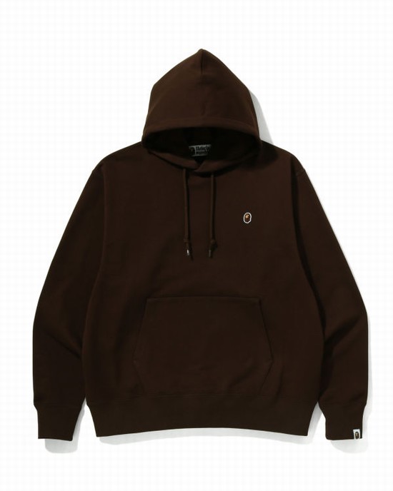 Pánské Mikiny S Kapucí Bape Ape Head One Point Relaxed Fit Pullover Hnědé | 96043OJDU