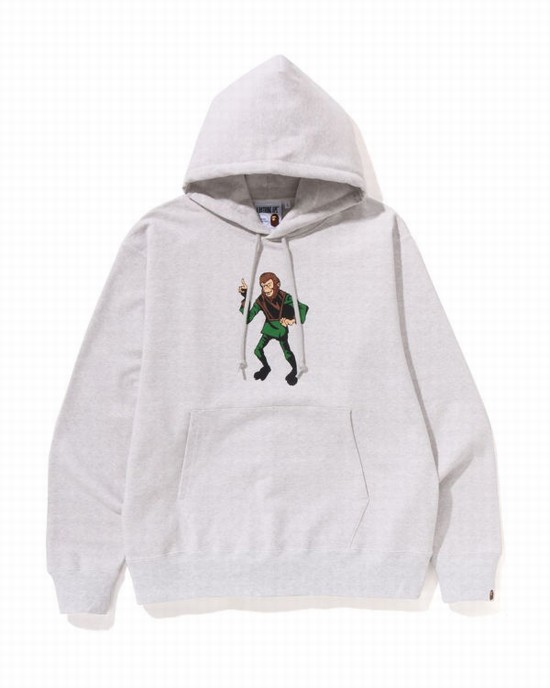 Pánské Mikiny S Kapucí Bape Ape Relaxed Fit Pullover Šedé | 93405QMAT