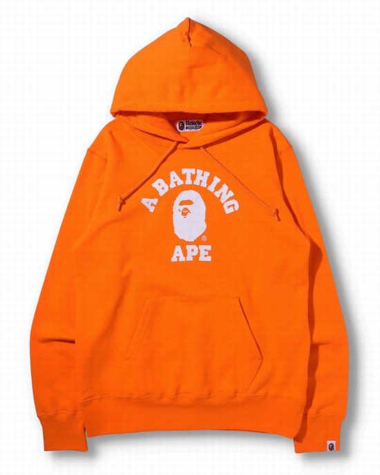 Pánské Mikiny S Kapucí Bape College Pullover Oranžové | 24791RLMZ